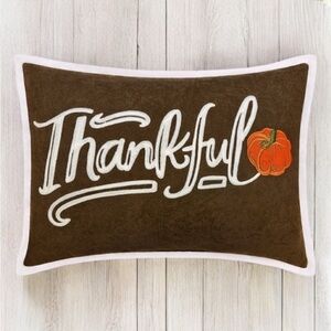 Celebrate Together Decorative Fall Stitched Thankful Pumpkin Pillow 14”x20” NWT